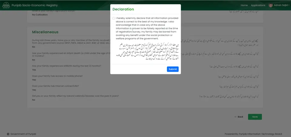 PSER Registration Step 9