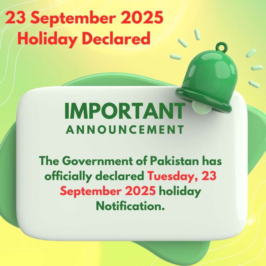 23 September Holiday Notification