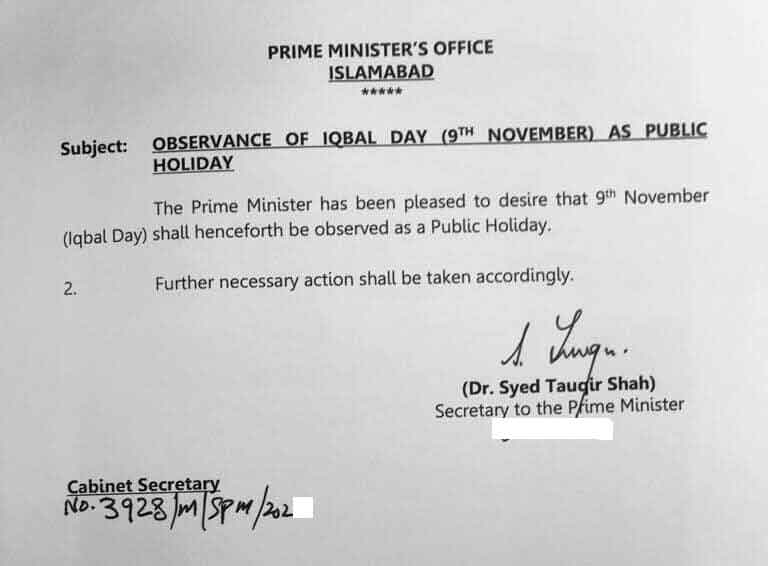 Public Holiday 9th November 2025 Notification